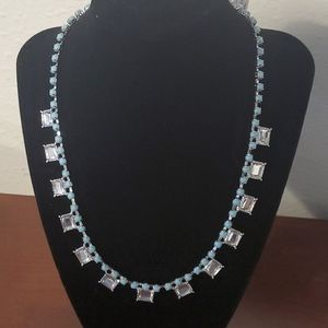 3/$18 Lia Sophia Necklace with blue beads and rhinestones - New - Lot 302